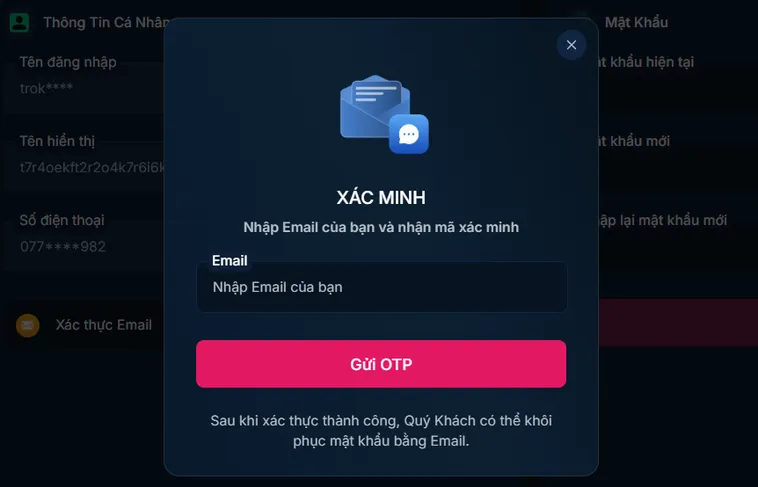 Xác minh bảo mật tài khoản an toàn tuyệt đối.
