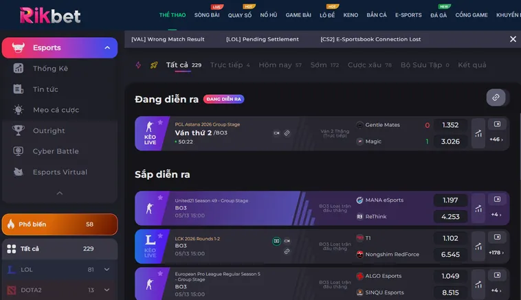 Trải Nghiệm Sảnh Thể Thao Ảo Tại RikBet Không Gian Giải Trí Siêu Tốc